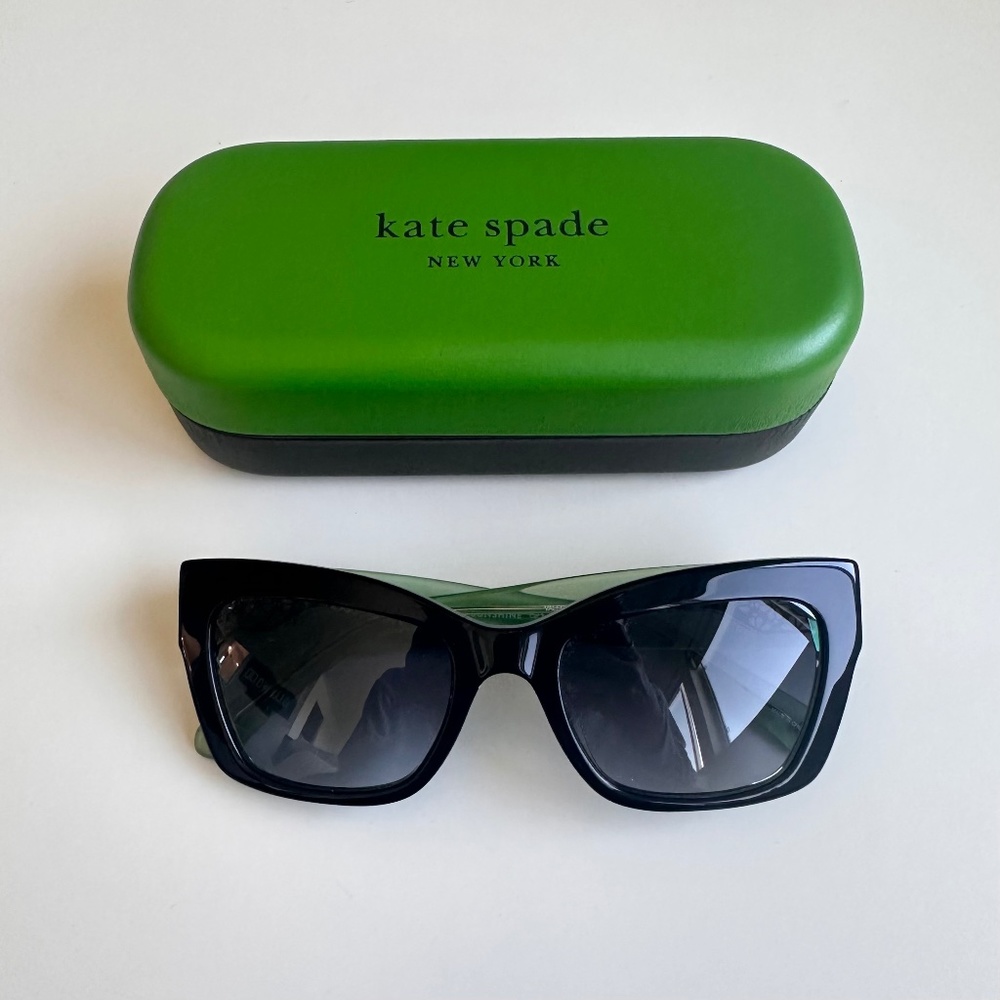 Kate Spade Sunglasses Valeria, Black, New in Box, clear green, gold, spring